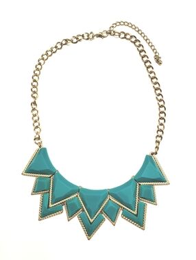 Gold-Trim Turquoise Statement Necklace - Women Jewelry